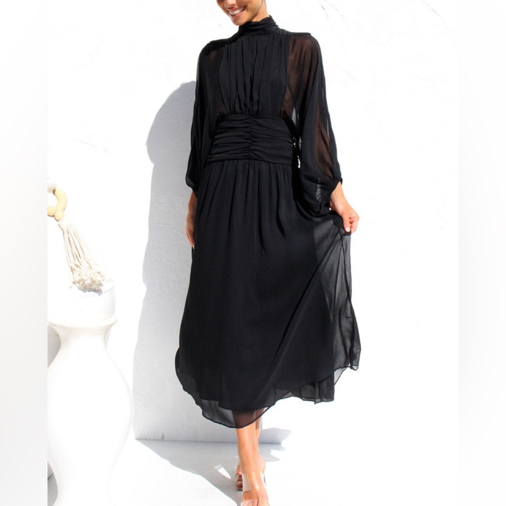 224- NWT Gorgeous Black, High Neck Maxi Dress - Picture 2 of 16